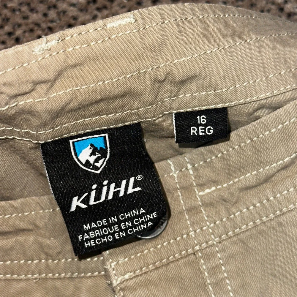 Kuhl Womens 16 Reg Cargo Pants Tan Khaki Roll Up Convertible Hiking Outdoor